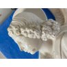 SCULTURA Zaccagnini BASSORILIEVO ANGELO PREGHIERA CERAMICA SMALTO BIANCO AZZURRO