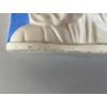 SCULTURA Zaccagnini BASSORILIEVO ANGELO PREGHIERA CERAMICA SMALTO BIANCO AZZURRO