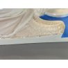 SCULTURA Zaccagnini BASSORILIEVO ANGELO PREGHIERA CERAMICA SMALTO BIANCO AZZURRO