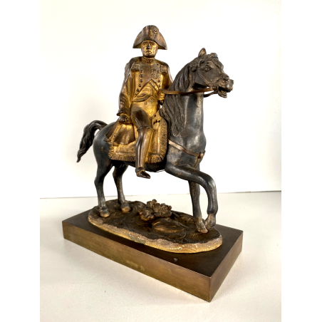 ANTICA SCULTURA EQUESTRE BRONZO DORATO NAPOLEONE BONAPARTE CAVALLO XIXsec 19cm/h