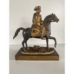 ANTICA SCULTURA EQUESTRE BRONZO DORATO NAPOLEONE BONAPARTE CAVALLO XIXsec 19cm/h