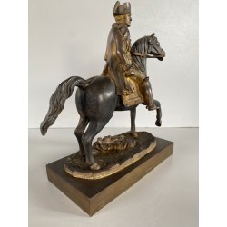 ANTICA SCULTURA EQUESTRE BRONZO DORATO NAPOLEONE BONAPARTE CAVALLO XIXsec 19cm/h