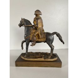 ANTICA SCULTURA EQUESTRE BRONZO DORATO NAPOLEONE BONAPARTE CAVALLO XIXsec 19cm/h