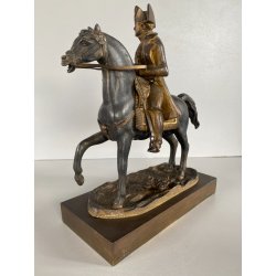 ANTICA SCULTURA EQUESTRE BRONZO DORATO NAPOLEONE BONAPARTE CAVALLO XIXsec 19cm/h