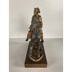 ANTICA SCULTURA EQUESTRE BRONZO DORATO NAPOLEONE BONAPARTE CAVALLO XIXsec 19cm/h