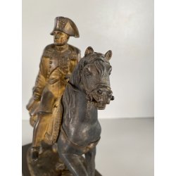 ANTICA SCULTURA EQUESTRE BRONZO DORATO NAPOLEONE BONAPARTE CAVALLO XIXsec 19cm/h