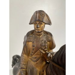 ANTICA SCULTURA EQUESTRE BRONZO DORATO NAPOLEONE BONAPARTE CAVALLO XIXsec 19cm/h