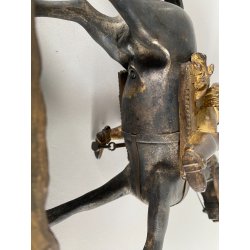ANTICA SCULTURA EQUESTRE BRONZO DORATO NAPOLEONE BONAPARTE CAVALLO XIXsec 19cm/h