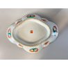 ANTICO PIATTO QUADRILOBATO ALZATA PORCELLANA CINESE FAMILLE ROSE XIX/XX sec