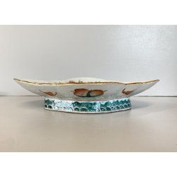ANTICO PIATTO QUADRILOBATO ALZATA PORCELLANA CINESE FAMILLE ROSE XIX/XX sec