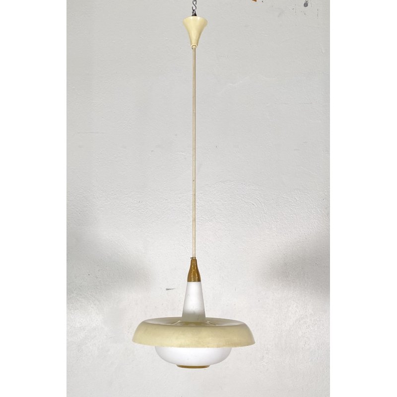 LAMPADA SOSPENSIONE DESIGN MID-CENTURY VETRO ANNI 50 METALLO LAMPADARIO SOFFITTO