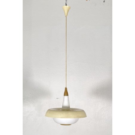 LAMPADA SOSPENSIONE DESIGN MID-CENTURY VETRO ANNI 50 METALLO LAMPADARIO SOFFITTO