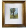 PICCOLO DIPINTO OLIO CARTONE "Dolce autunno" VEDUTA COLLINE LAGO MAGGIORE 1955