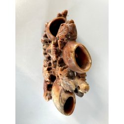 ANTICA COMPOSIZIONE VASI INTAGLIO PIETRA SAPONARIA ARTE ORIENTALE 19x6,5x15cm/h