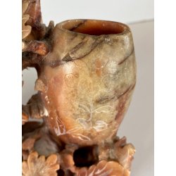 ANTICA COMPOSIZIONE VASI INTAGLIO PIETRA SAPONARIA ARTE ORIENTALE 19x6,5x15cm/h