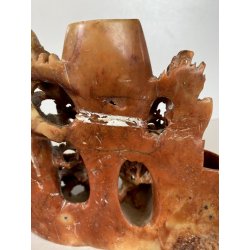 ANTICA COMPOSIZIONE VASI INTAGLIO PIETRA SAPONARIA ARTE ORIENTALE 19x6,5x15cm/h