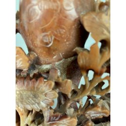 ANTICA COMPOSIZIONE VASI INTAGLIO PIETRA SAPONARIA ARTE ORIENTALE 19x6,5x15cm/h