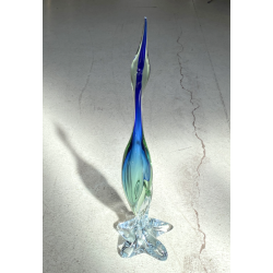 SCULTURA AIRONE Seguso Poli VETRO MURANO SOMMERSO BLU VERDE TRANSPARENTE H48cm