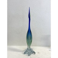 SCULTURA AIRONE Seguso Poli VETRO MURANO SOMMERSO BLU VERDE TRANSPARENTE H48cm