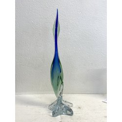 SCULTURA AIRONE Seguso Poli VETRO MURANO SOMMERSO BLU VERDE TRANSPARENTE H48cm