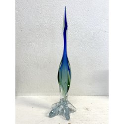 SCULTURA AIRONE Seguso Poli VETRO MURANO SOMMERSO BLU VERDE TRANSPARENTE H48cm