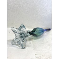 SCULTURA AIRONE Seguso Poli VETRO MURANO SOMMERSO BLU VERDE TRANSPARENTE H48cm