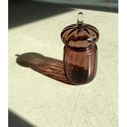 VASO VETRO SOFFIATO AMETISTA Empoli BOMBONIERA BISCOTTIERA con TAPPO MID-CENTURY