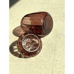 VASO VETRO SOFFIATO AMETISTA Empoli BOMBONIERA BISCOTTIERA con TAPPO MID-CENTURY