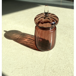 VASO VETRO SOFFIATO AMETISTA Empoli BOMBONIERA BISCOTTIERA con TAPPO MID-CENTURY