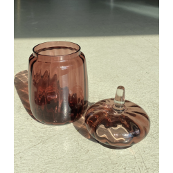 VASO VETRO SOFFIATO AMETISTA Empoli BOMBONIERA BISCOTTIERA con TAPPO MID-CENTURY