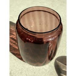 VASO VETRO SOFFIATO AMETISTA Empoli BOMBONIERA BISCOTTIERA con TAPPO MID-CENTURY