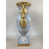 VASO PORCELLANA AZZURRA ORO Limoges FRANCE DECORO BOUQUET FIORI DIPINTO A MANO