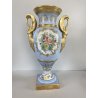 VASO PORCELLANA AZZURRA ORO Limoges FRANCE DECORO BOUQUET FIORI DIPINTO A MANO