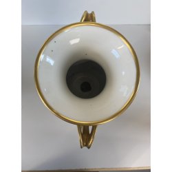 VASO PORCELLANA AZZURRA ORO Limoges FRANCE DECORO BOUQUET FIORI DIPINTO A MANO
