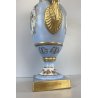 VASO PORCELLANA AZZURRA ORO Limoges FRANCE DECORO BOUQUET FIORI DIPINTO A MANO