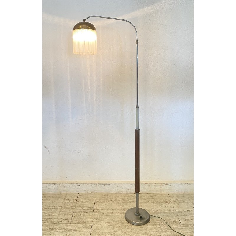 LAMPADA TERRA PIANTANA DESIGN ANNI 60 METALLO OTTONE VETRO FLOOR LAMP CASCATA