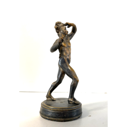 ANTICO BRONZO MINIATURA SCULTURA FAUNO DANZANTE GRAND TOUR Pompei  11,5cm/h '800
