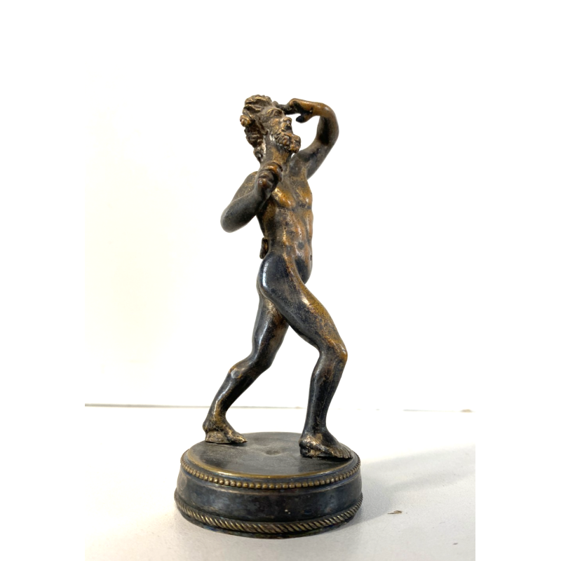 ANTICO BRONZO MINIATURA SCULTURA FAUNO DANZANTE GRAND TOUR Pompei  11,5cm/h '800