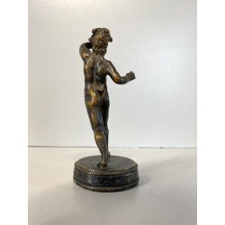 ANTICO BRONZO MINIATURA SCULTURA FAUNO DANZANTE GRAND TOUR Pompei  11,5cm/h '800