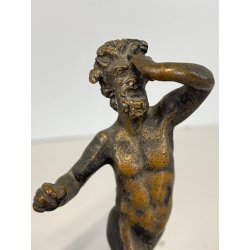 ANTICO BRONZO MINIATURA SCULTURA FAUNO DANZANTE GRAND TOUR Pompei  11,5cm/h '800