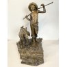 ANTICA SCULTURA BRONZO "PASTORELLO con CAPRA" SCUOLA NAPOLETANA 40 cm/h XX sec