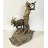 ANTICA SCULTURA BRONZO "PASTORELLO con CAPRA" SCUOLA NAPOLETANA 40 cm/h XX sec