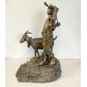 ANTICA SCULTURA BRONZO "PASTORELLO con CAPRA" SCUOLA NAPOLETANA 40 cm/h XX sec