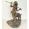 ANTICA SCULTURA BRONZO "PASTORELLO con CAPRA" SCUOLA NAPOLETANA 40 cm/h XX sec