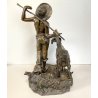 ANTICA SCULTURA BRONZO "PASTORELLO con CAPRA" SCUOLA NAPOLETANA 40 cm/h XX sec