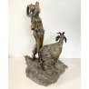ANTICA SCULTURA BRONZO "PASTORELLO con CAPRA" SCUOLA NAPOLETANA 40 cm/h XX sec