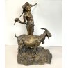 ANTICA SCULTURA BRONZO "PASTORELLO con CAPRA" SCUOLA NAPOLETANA 40 cm/h XX sec