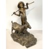ANTICA SCULTURA BRONZO "PASTORELLO con CAPRA" SCUOLA NAPOLETANA 40 cm/h XX sec