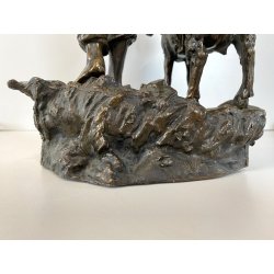 ANTICA SCULTURA BRONZO "PASTORELLO con CAPRA" SCUOLA NAPOLETANA 40 cm/h XX sec