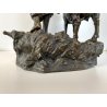 ANTICA SCULTURA BRONZO "PASTORELLO con CAPRA" SCUOLA NAPOLETANA 40 cm/h XX sec